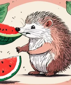 Hedgehog And Watermelon Diamond Painting