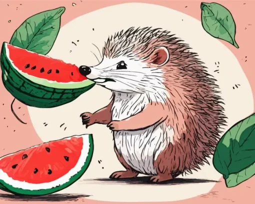 Hedgehog And Watermelon Diamond Painting