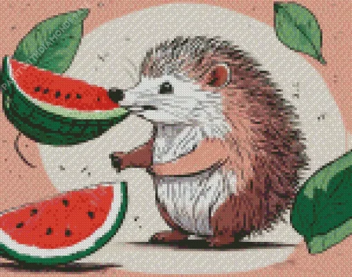 Hedgehog And Watermelon Diamond Painting