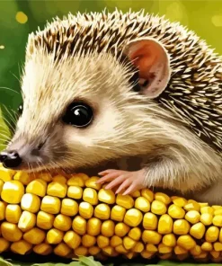 Hedgehog Eating Corn Diamond Painting