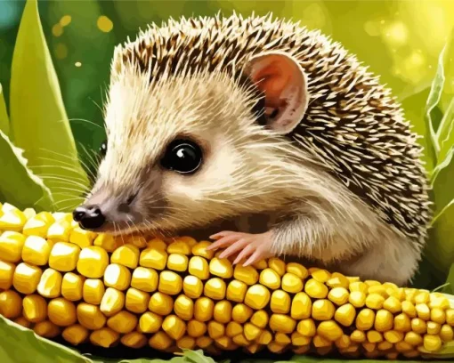 Hedgehog Eating Corn Diamond Painting