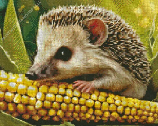 Hedgehog Eating Corn Diamond Painting