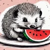 Hedgehog Eating Watermelon Diamond Painting