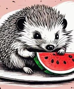 Hedgehog Eating Watermelon Diamond Painting