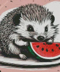 Hedgehog Eating Watermelon Diamond Painting