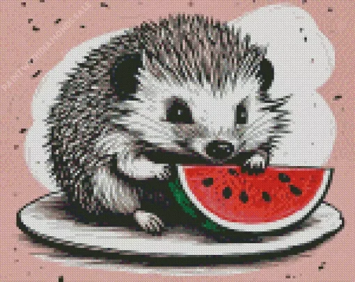 Hedgehog Eating Watermelon Diamond Painting