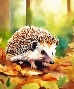 Hedgehog In Autumn Leaves Diamond Painting