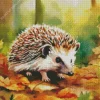 Hedgehog In Autumn Leaves Diamond Painting