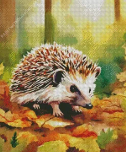 Hedgehog In Autumn Leaves Diamond Painting