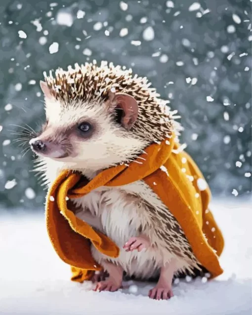 Hedgehog In Snow Diamond Painting