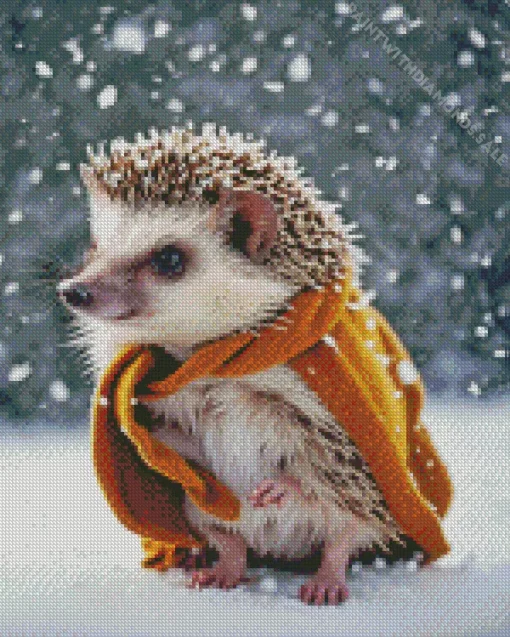 Hedgehog In Snow Diamond Painting