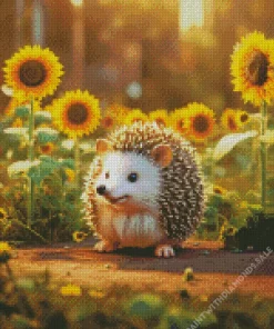 Hedgehog In Sunflowers Field Diamond Painting