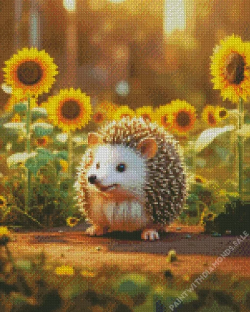 Hedgehog In Sunflowers Field Diamond Painting