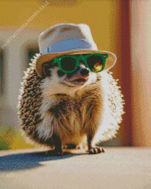 Hedgehog Wearing Sunglasses Diamond Painting