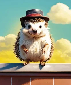 Hedgehog With Hat Diamond Painting