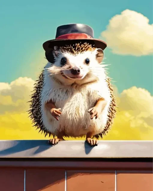 Hedgehog With Hat Diamond Painting