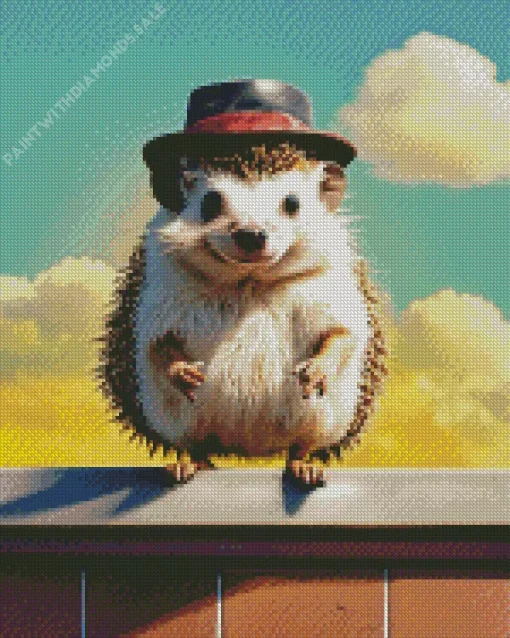 Hedgehog With Hat Diamond Painting