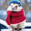 Hedgehog With Red Scarf Diamond Painting