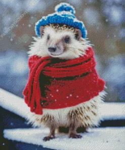 Hedgehog With Red Scarf Diamond Painting