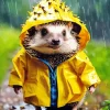 Hedgehog With Yellow Rain Jacket Diamond Painting