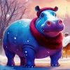 Hippo In Snow Diamond Painting