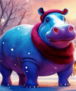 Hippo In Snow Diamond Painting