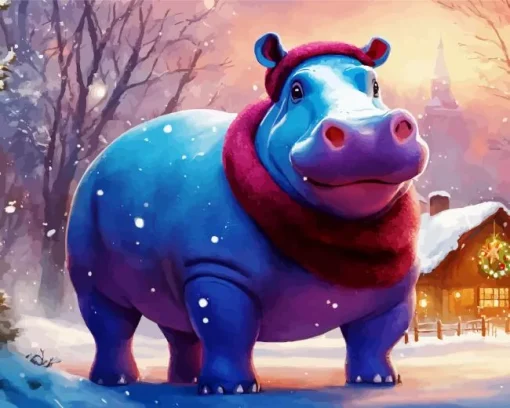 Hippo In Snow Diamond Painting