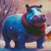 Hippo In Snow Diamond Painting