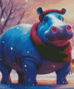 Hippo In Snow Diamond Painting