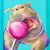 Hippo With Lolipop Diamond Painting