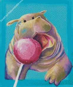 Hippo With Lolipop Diamond Painting