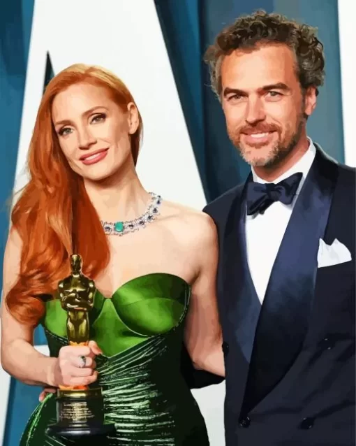 Jessica Chastain And Her Husband Diamond Painting