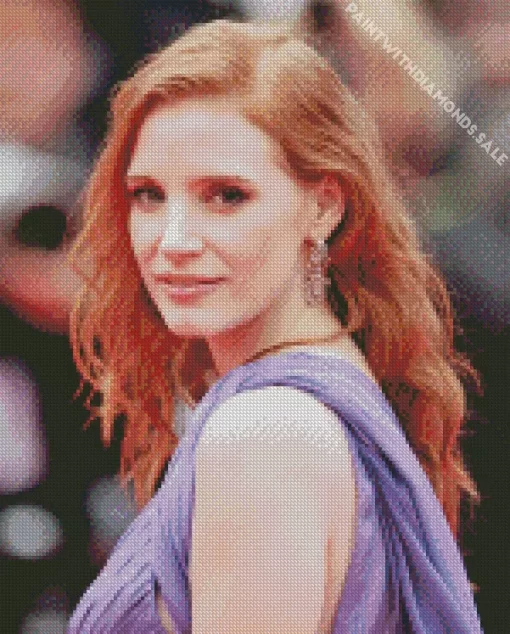 Jessica Chastain In A Purple Dress Diamond Painting