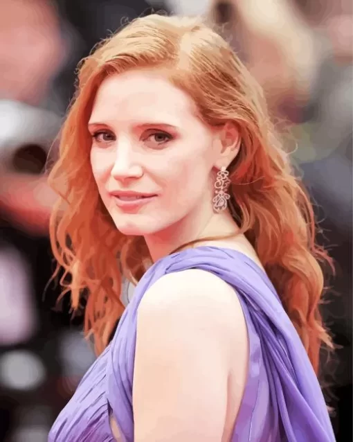 Jessica Chastain In A Purple Dress Diamond Painting