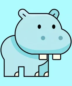 Kawaii Blue Hippo Diamond Painting