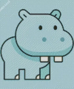 Kawaii Blue Hippo Diamond Painting