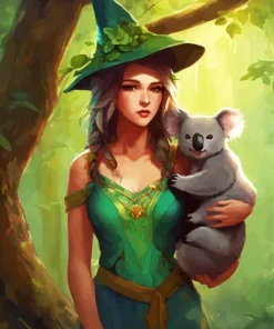 Koala And Witch Diamond Painting