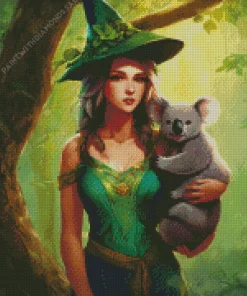 Koala And Witch Diamond Painting