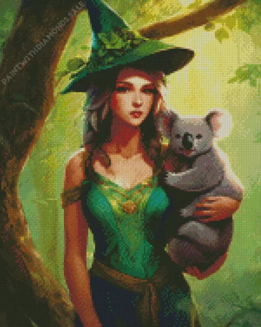 Koala And Witch Diamond Painting