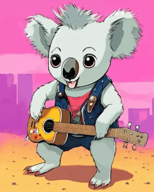 Koala Playing Guitar Diamond Painting