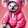 Koala Wearing Pink Hoodie Diamond Painting