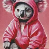 Koala Wearing Pink Hoodie Diamond Painting