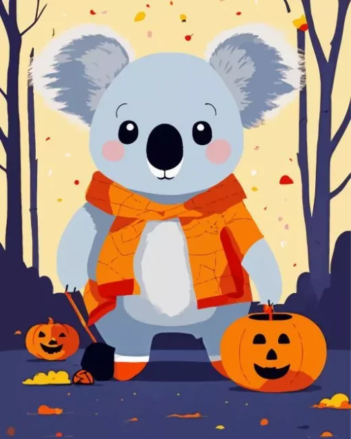 Koala With Pumpkins Diamond Painting