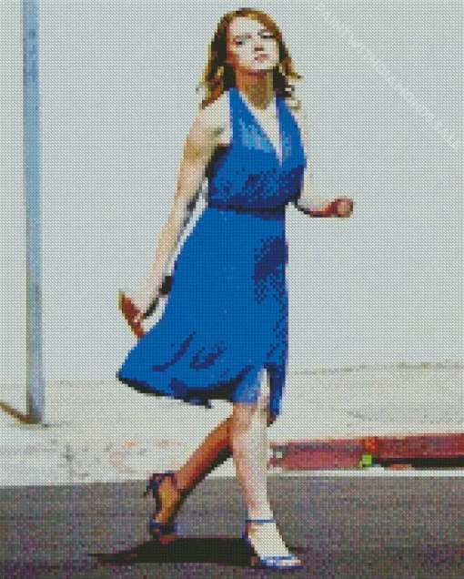 La La Land Mia In A Blue Dress Diamond Painting