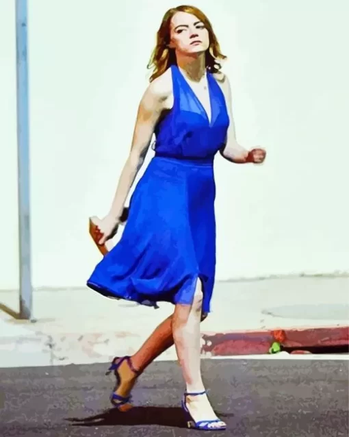 La La Land Mia In A Blue Dress Diamond Painting