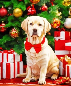 Labrador Dog With Christmas Gifts Diamond Painting