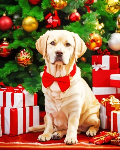 Labrador Dog With Christmas Gifts Diamond Painting