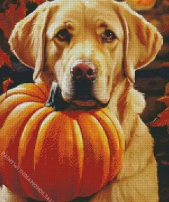 Labrador Dog With Pumpkin Diamond Painting