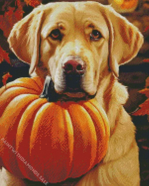 Labrador Dog With Pumpkin Diamond Painting