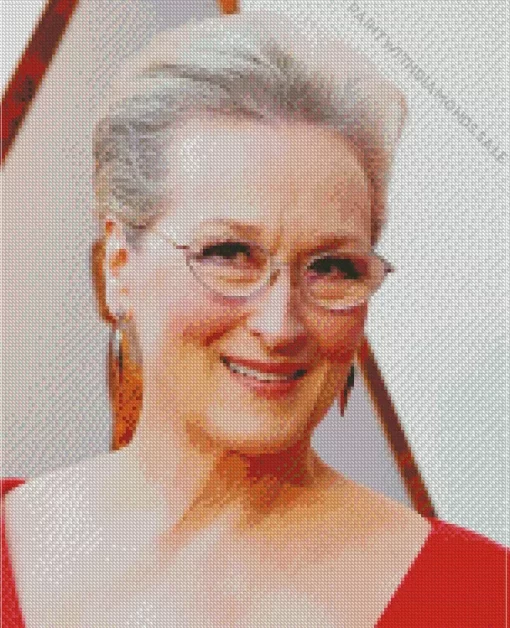 Meryl Streep In Red Diamond Painting